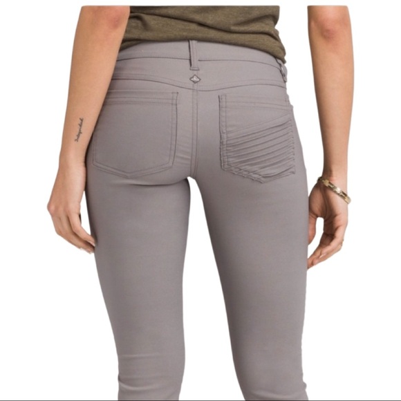 PRANA Brenna Moto Stretch Skinny Pants Mid Rise Gravel Nylon Size 2 - Picture 2 of 15